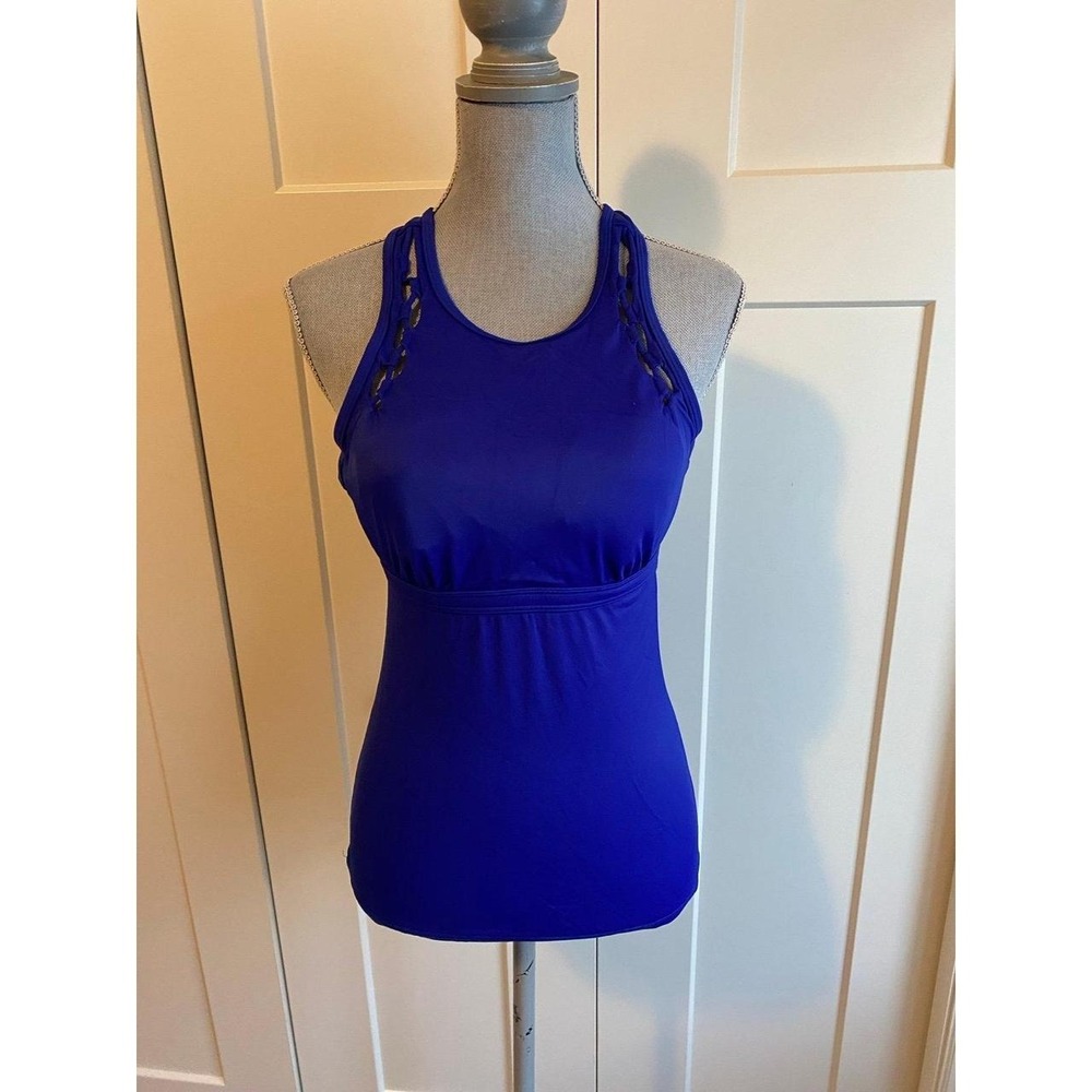 Athleta Tankini Top Swim 34 B/C Stretch Blue s66